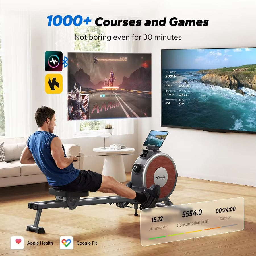 Rowing Machines for Home Magnetic Rowing Machine with 16 Levels Rower Machine of Quiet Resistance Dual Slide Rail with Max 350L