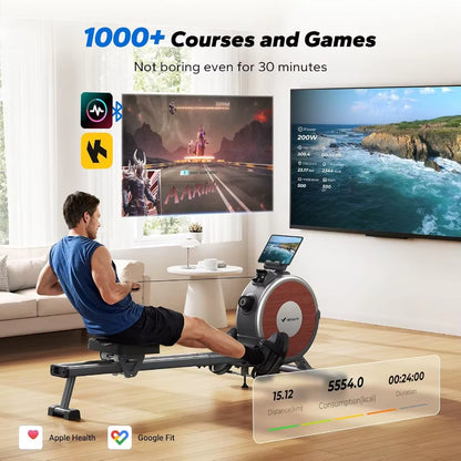 Rowing Machines for Home Magnetic Rowing Machine with 16 Levels Rower Machine of Quiet Resistance Dual Slide Rail with Max 350L