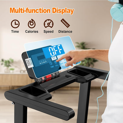 Folding Treadmill with 2.5HP Motor, APP Control, LED Display, Compact Walking/Running Machine with Phone Holder & Safety Key, 300 Lbs Capacity for Home Workout