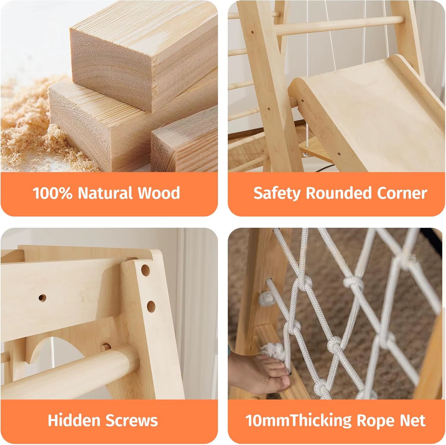 Indoor Jungle Gym, Montessori Climbing Toys, Toddler Indoor Playground Set 8-In-1 with Swing, Armband, Rock Climb Wall, Slide, M