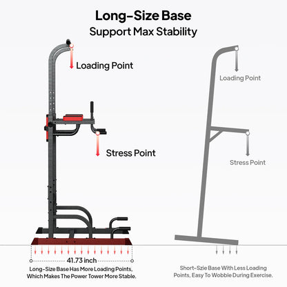 Multifunction Power Tower Pull up Bar Dip Station Power Rack with Adjustable Backrest for Home Gym Strength Training Workout Equipment Max Weight 480Lbs