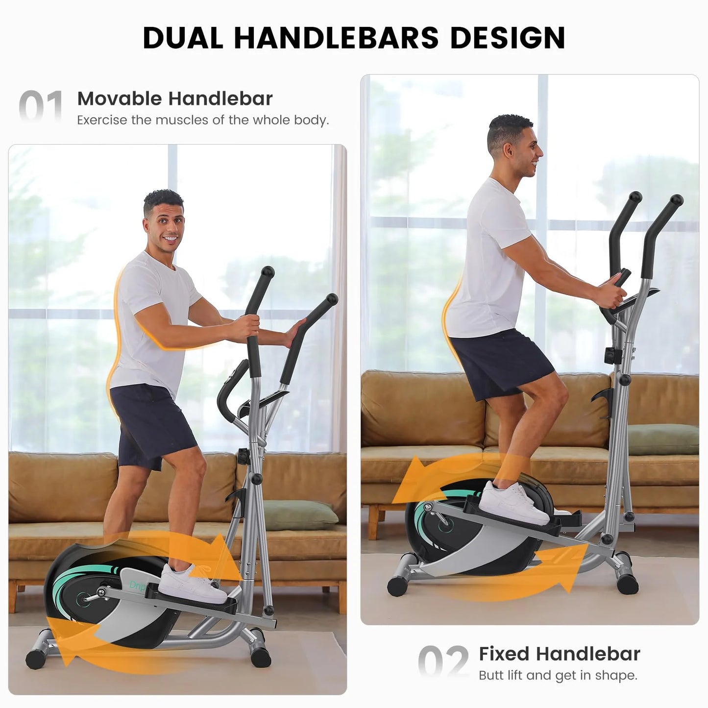 Elliptical Machine,  Magnetic Elliptical Trainer Fitness Equipment for Home Gym Cardio Workout 265Lb