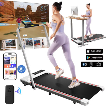 Treadmills for Home Foldable,Folding Walkingpad Treadmill MAX 300Lbs APP Remote Control,Running Machine with Safety Handrail