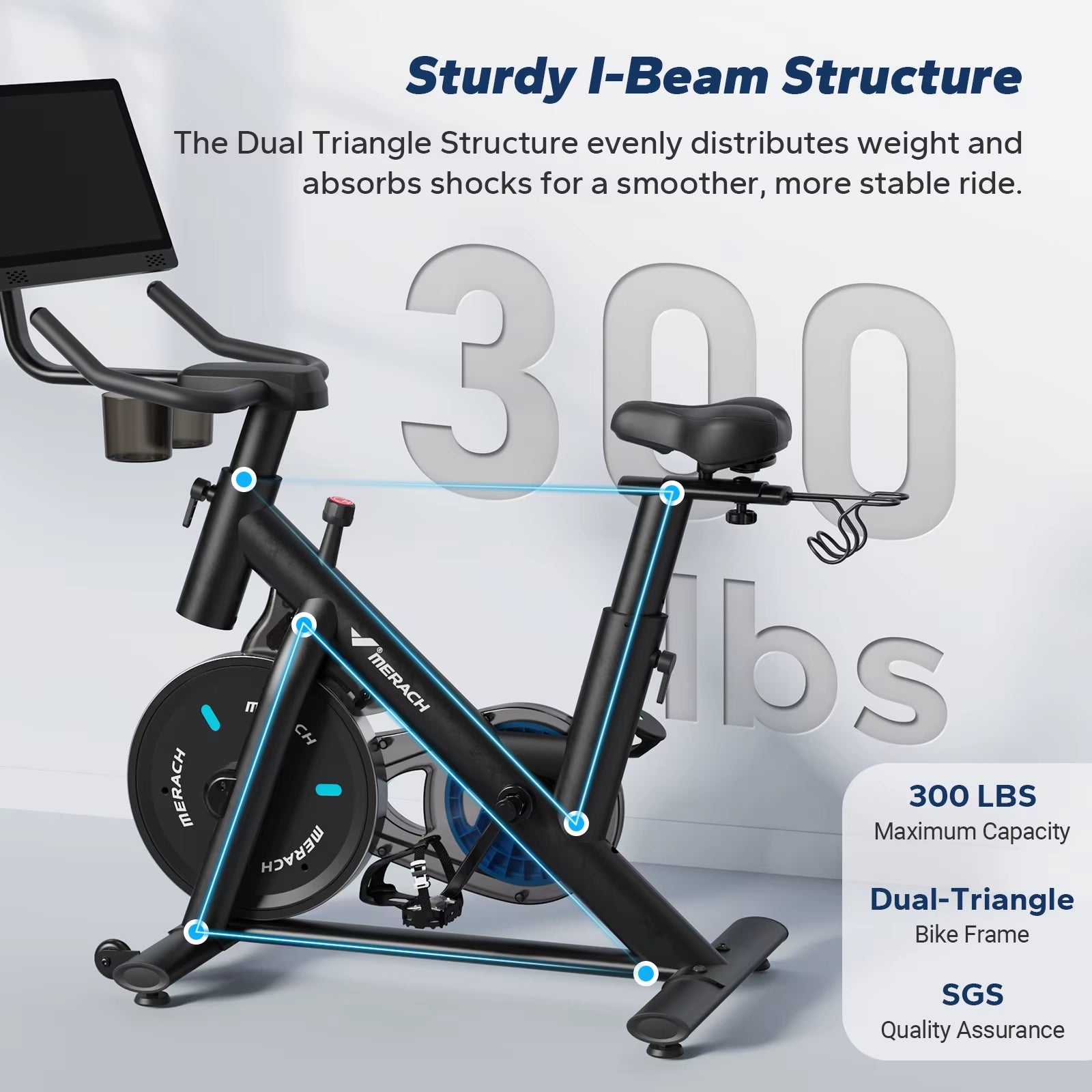 Exercise Bike Brake Pad Stationary with Exclusive App Low Noise Indoor Bike Tablet Mount&Fitness Courses for Weight Loss