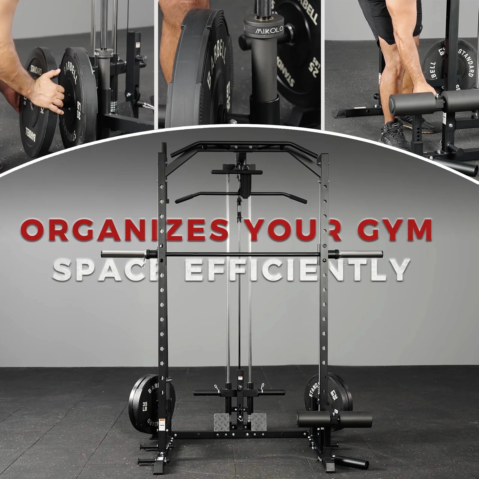 Smith Machine Home Gym, Multi-Functional Squat Rack with Lat Pull down System, Workout Station with Weight Bar, Bend Peg and Other Functional Attachments