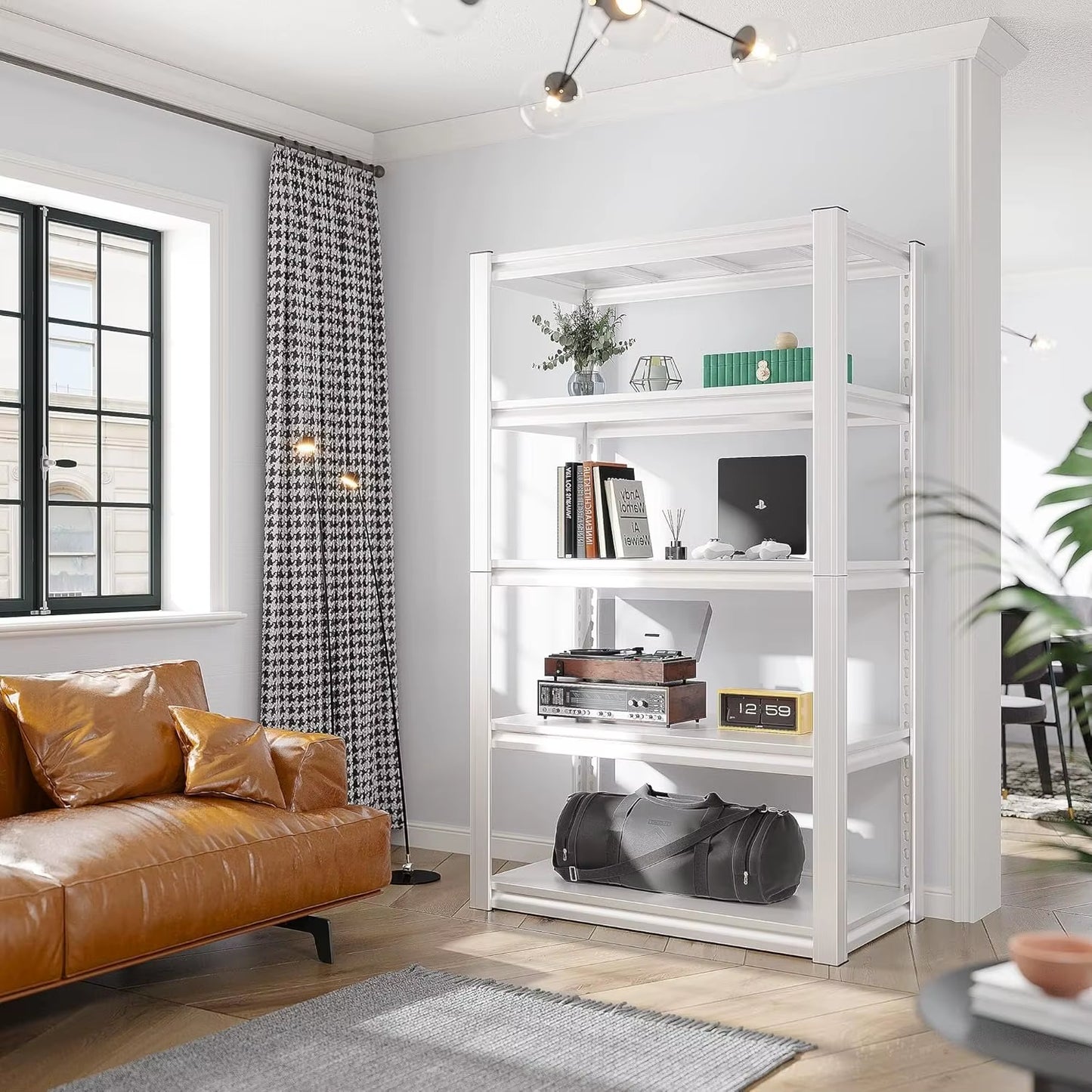 Garage Shelving Heavy Duty 2000LBS Storage Shelves Heavy Duty Shelving 5 Tier White Metal Shelves Pantry Shelf for Kitchen