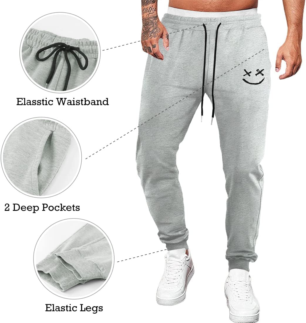 Mens Sweatpants Causal Fit Tapered Track Pants with Pockets Athletic Joggers for Men Workout, Running, Gym Grey US 40(2XL)