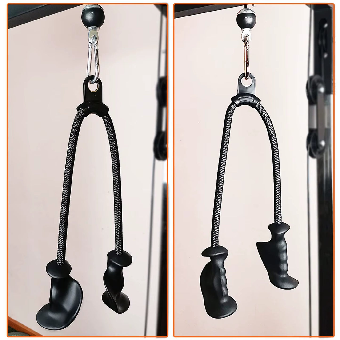 Ergonomic Triceps Rope Pull down Attachment Anti-Slippery Natural Rubber Grip Non-Slip Handle DIY Pulley Cable Attachment