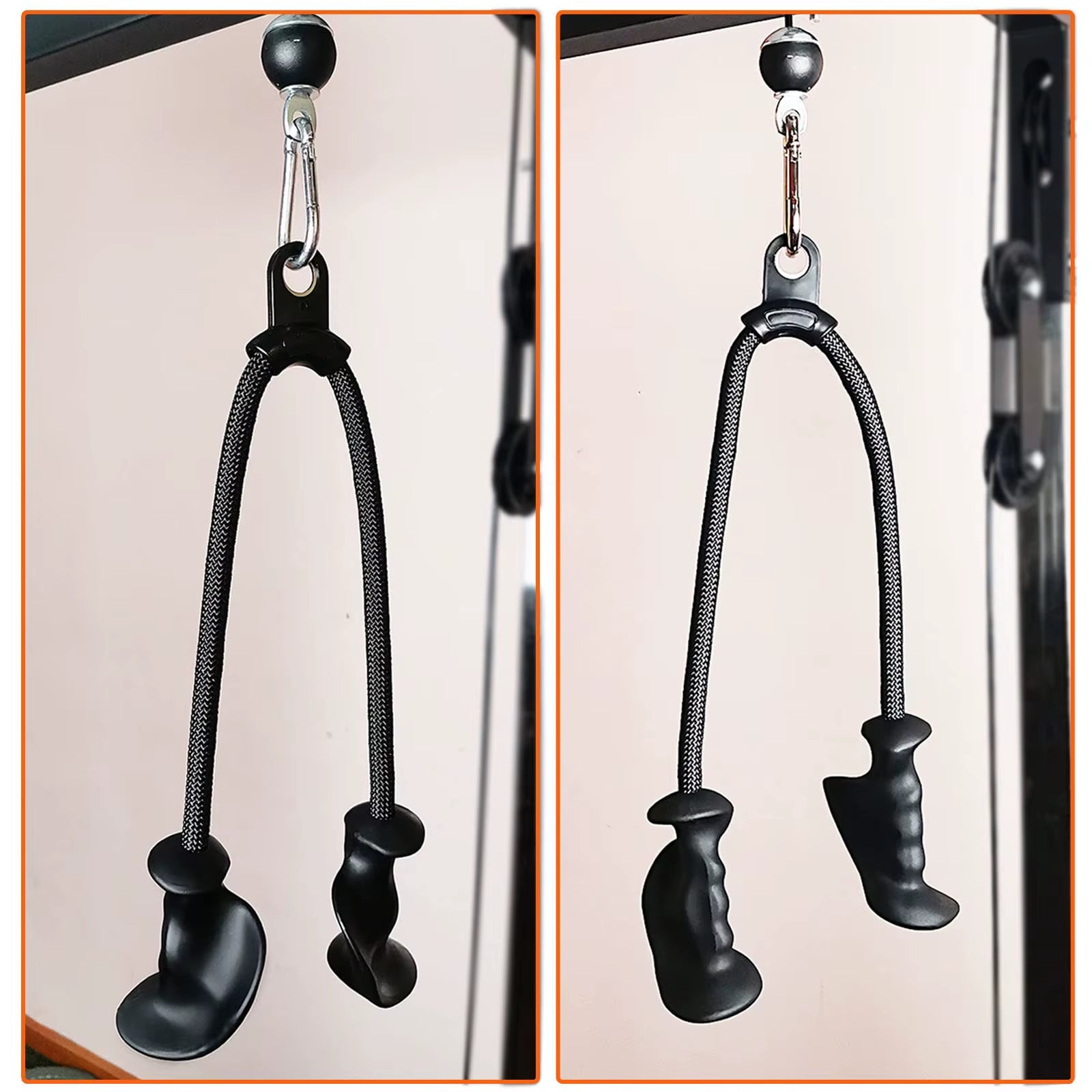 Ergonomic Triceps Rope Pull down Attachment Anti-Slippery Natural Rubber Grip Non-Slip Handle DIY Pulley Cable Attachment