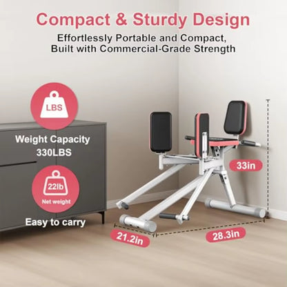 Hip Abductor Machine for Home Gym with Booty Resistance Band Compact Glute Machine and Leg Exercise Equipment with 2Level Adjus