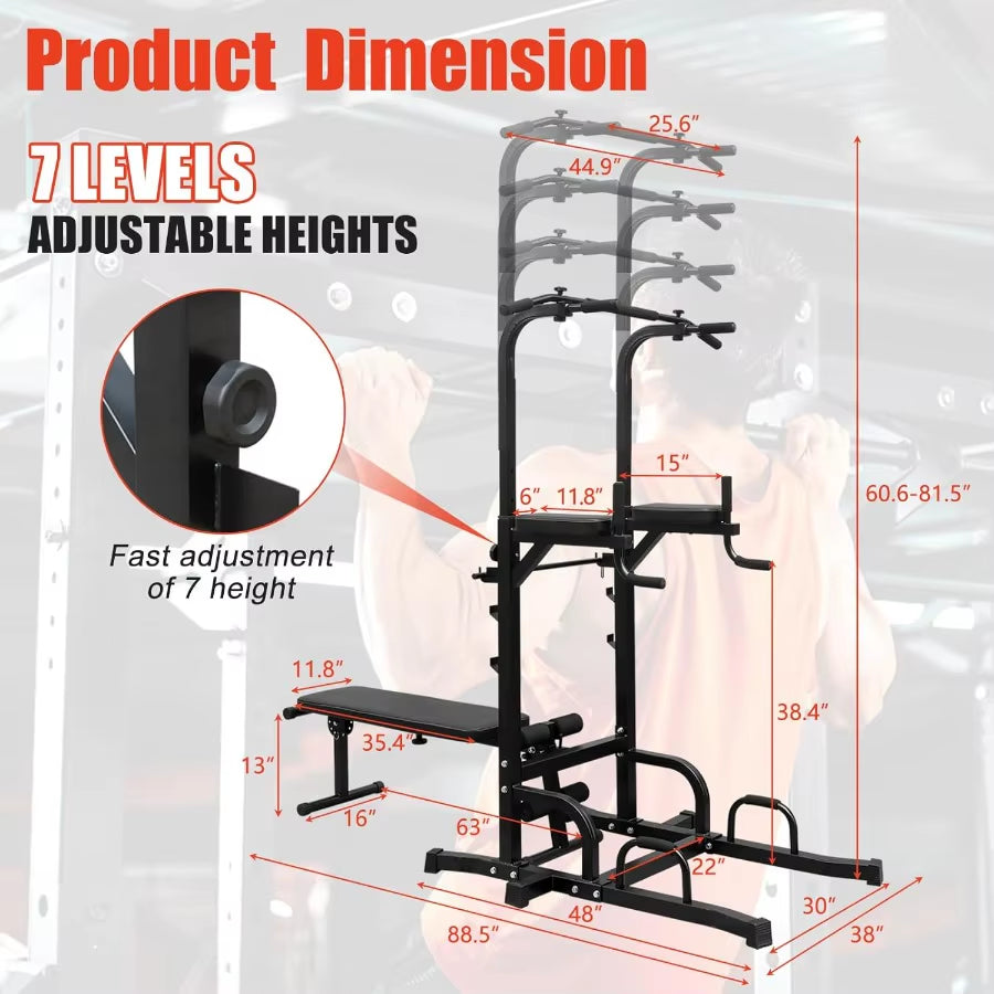 Adjustable Height Dip Bar Station Heavy Duty Dip Station Push up Bar for Home Gym Multi-Function Dip Station Pull up Bar Full B