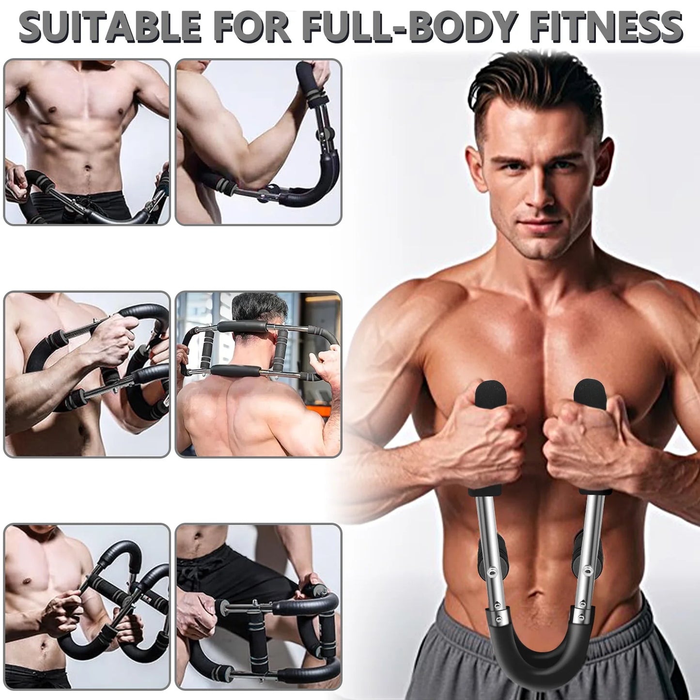 Twister Arm Trainer, 66-110Lb Adjustable Chest Workout Equipment, Chest Trainer for Men, Portable Detachable Spring Resistance Home Fitness Equipment for Enhancing Upper Body Muscle, Gray