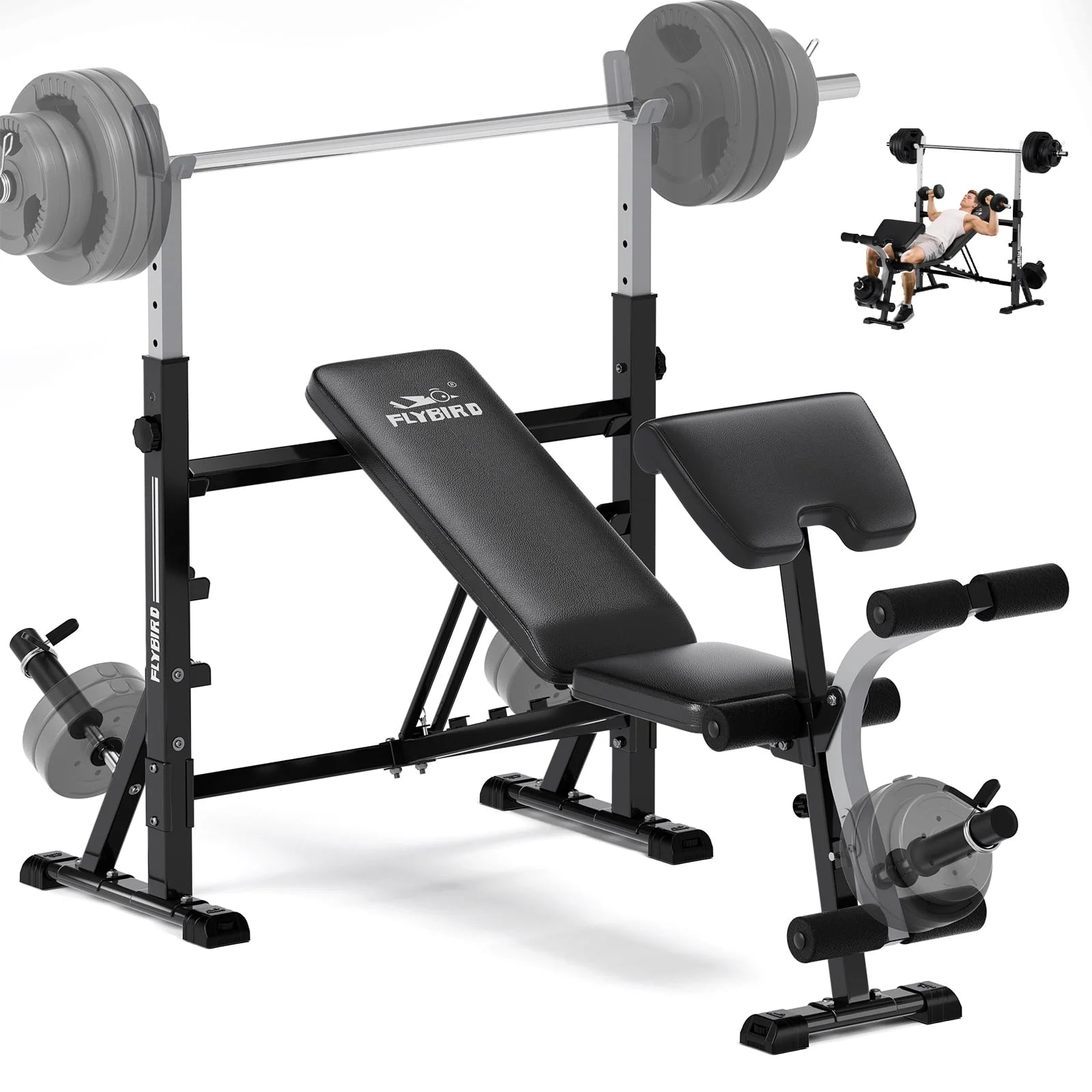 Standard Weight Bench with Preacher Curl, Leg Developer, Chest & Shoulder Rack