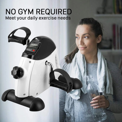 Exercise Bike, under Desk Bike Pedal Exerciser, Portable Mini Trainer Bike with LCD Screen Displays, White