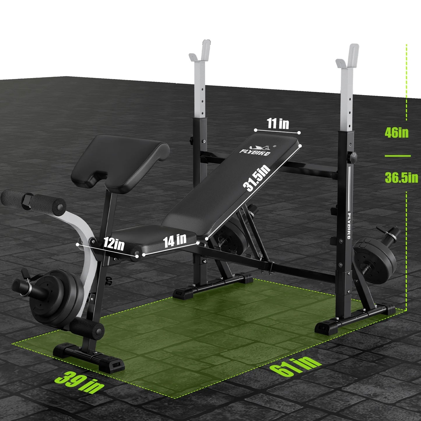 Standard Weight Bench with Preacher Curl, Leg Developer, Chest & Shoulder Rack