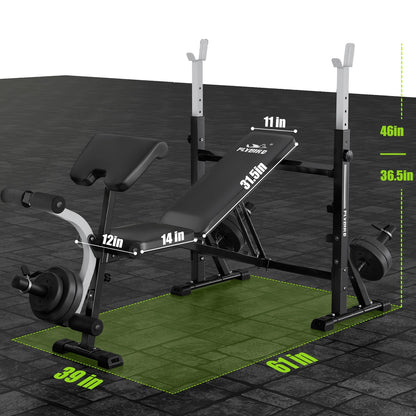 Standard Weight Bench with Preacher Curl, Leg Developer, Chest & Shoulder Rack
