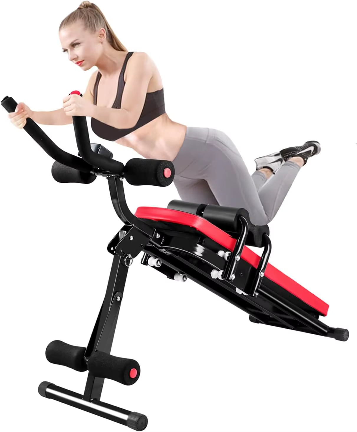 Adjustable Ab Exercise Bench, Abdominal Workout Machine Foldable Sit up Bench, Full Body Exercise Equipment with LCD Monitor