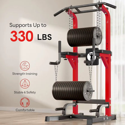 Multi-Function Power Tower Pull up Bar Station Pull up Dip Station for Home Gym 10-Level Adjustable Height Pull up Bar Stand Di
