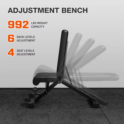 Wall Mounted Folding Squat Rack for Home Gym: Spacesaving Multifunctional Power Cage with Attachments for Strength Training Adj
