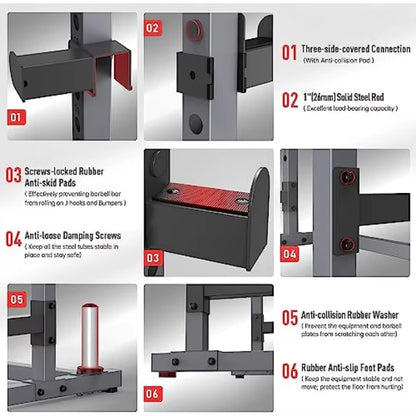 Squat Rack for Home Gym with Max Load 1800 Lbs for Bumpers and 600 Lbs for J Hooks