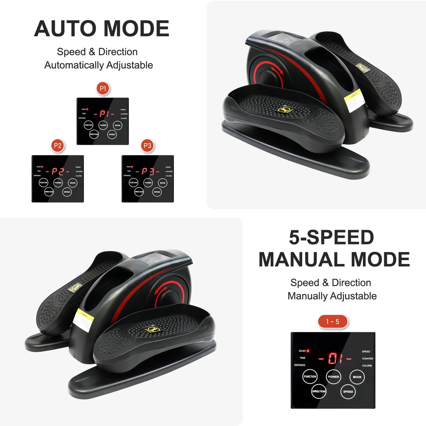 Mini Elliptical, under Desk Elliptical, Electric Elliptical Machine, Leg Exerciser Machine for Seniors, Elliptical for Home Use, Compact Exerciser, Adjustable Speeds & LCD Monitor