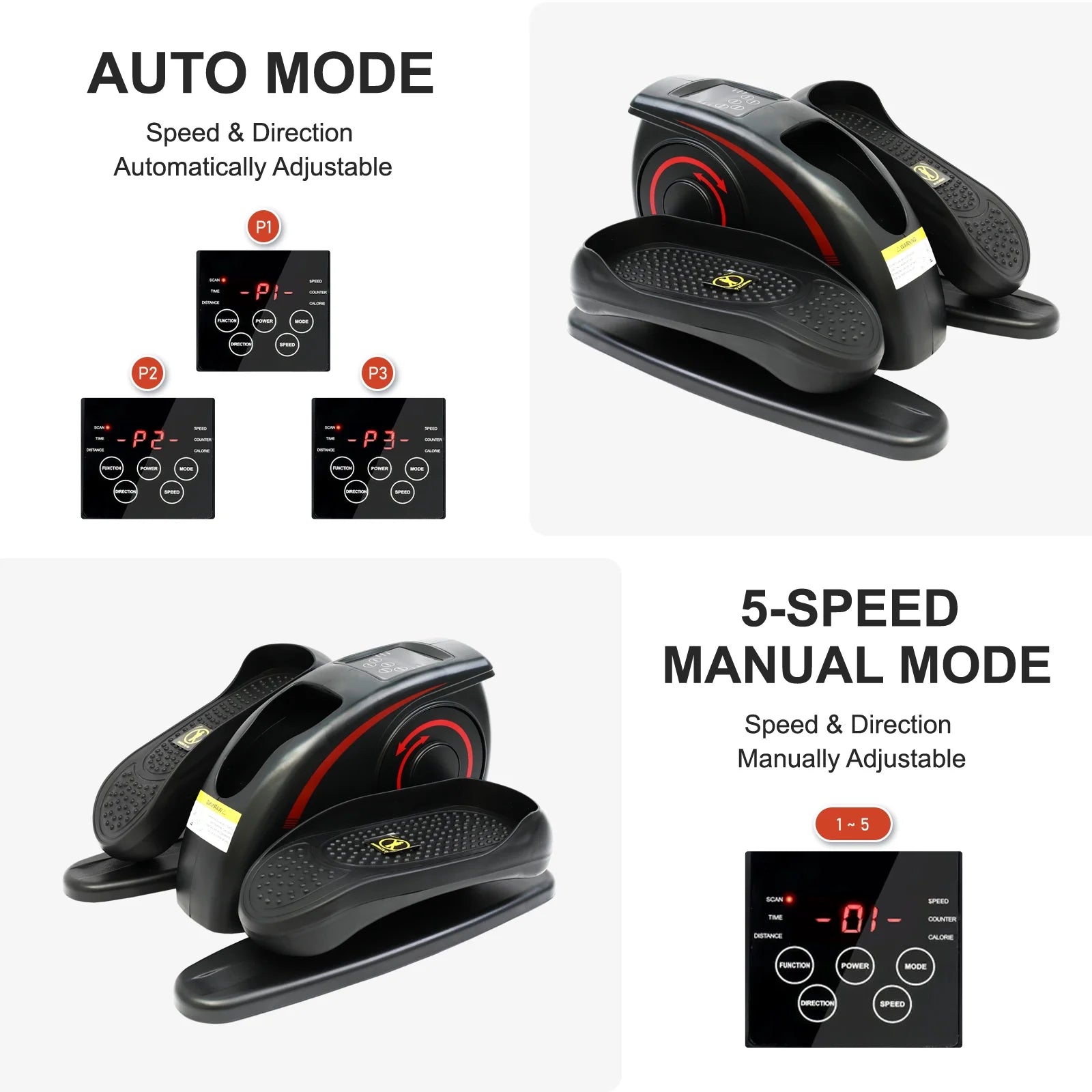 Mini Elliptical, under Desk Elliptical, Electric Elliptical Machine, Leg Exerciser Machine for Seniors, Elliptical for Home Use, Compact Exerciser, Adjustable Speeds & LCD Monitor