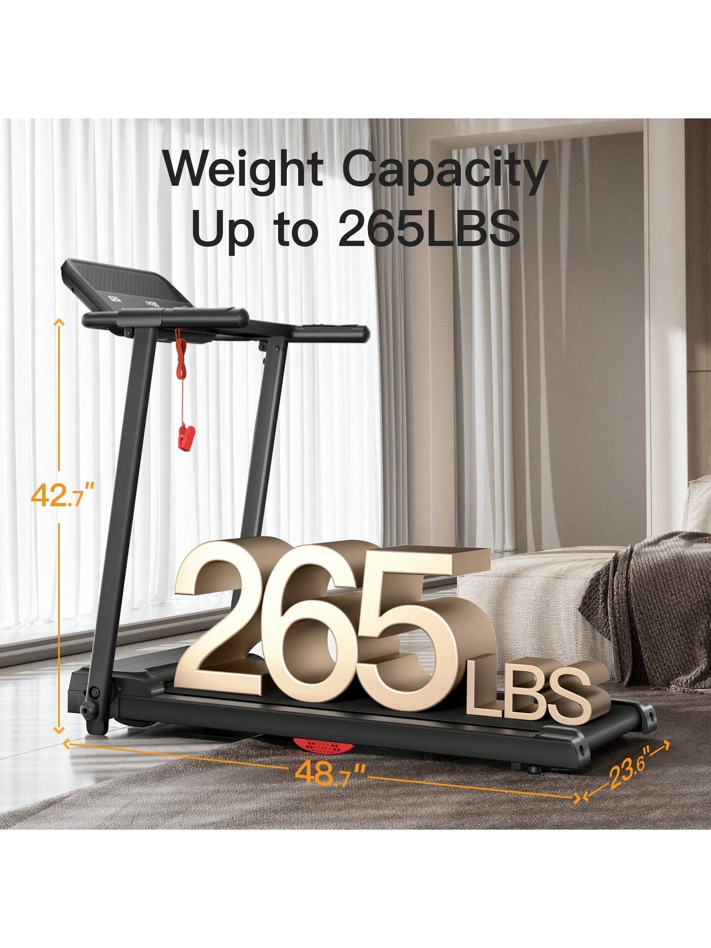 UMAY Treadmills for Home, 2.5HP Quiet Brushless Folding Treadmill with Heart Rate Sensor, Silicone Damping System, 265Lbs Weight Capacity, Holder for Cup & Phone