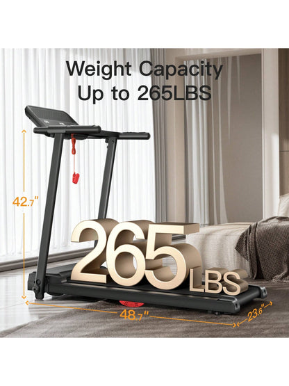 UMAY Treadmills for Home, 2.5HP Quiet Brushless Folding Treadmill with Heart Rate Sensor, Silicone Damping System, 265Lbs Weight Capacity, Holder for Cup & Phone