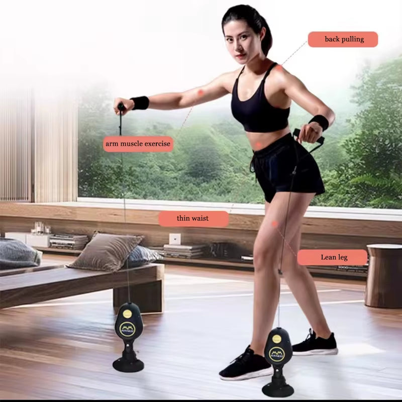 Fitness Pull Rope Trainer with Suction Cups Portable Gym Resistance Bands Machine with Sucker Full Body Workout Equipment