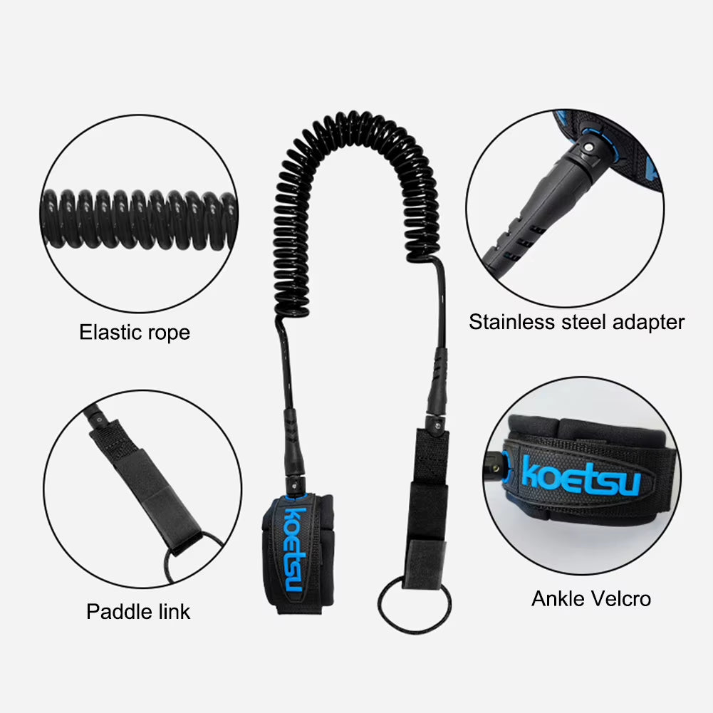 Surf Sup Ankle Leash Surfing Elastic Coiled Stand up Paddle Board Leg Rope Surfboard Ankle Leash Surfboard Leash Leg Rope