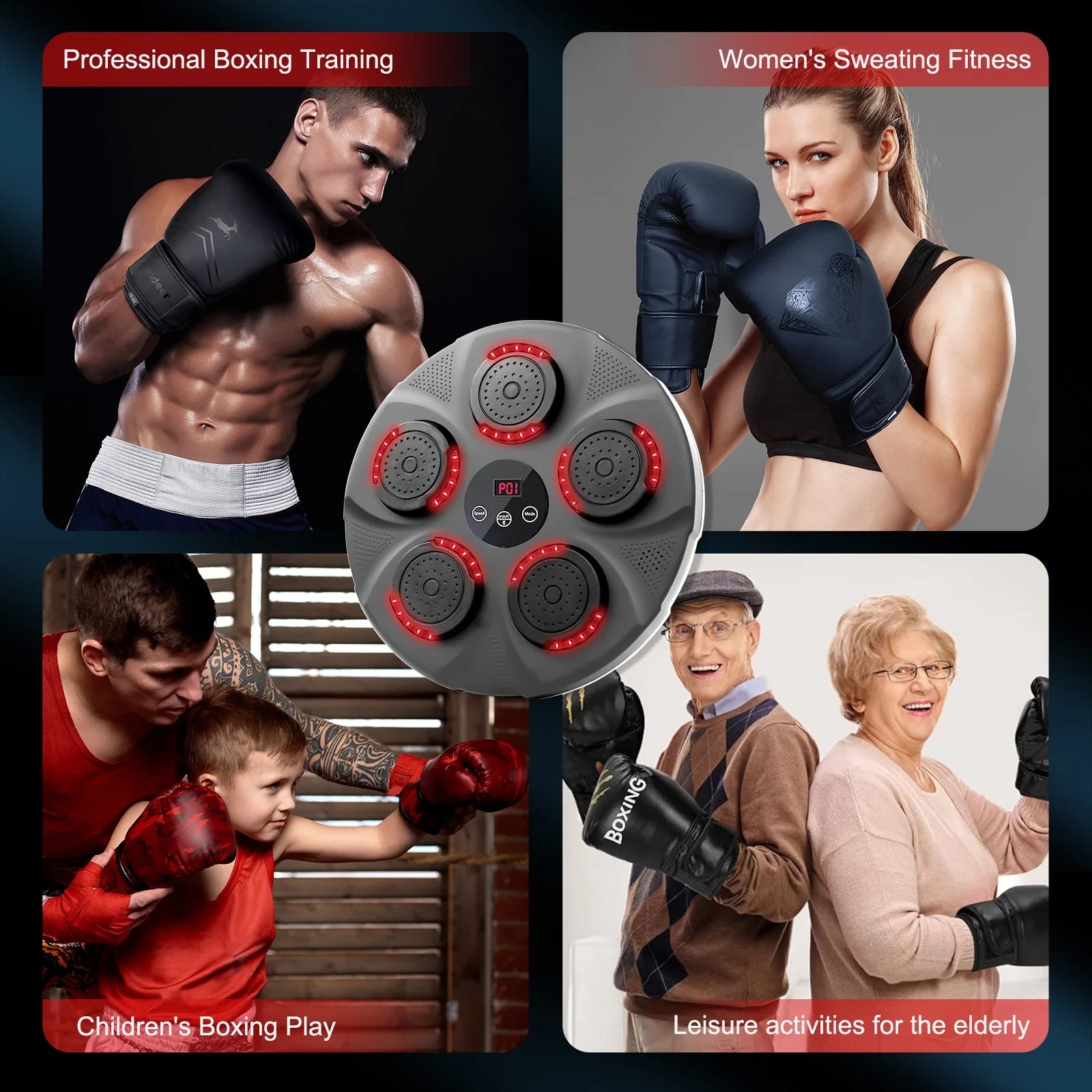 Music Boxing Machine, Smart Bluetooth Boxing Trainer with Boxing Gloves, Boxing Wall Mount Machine for Adults Kids,Boxing Target Workout Equipment for Home, Office, Gym (Upgrade)