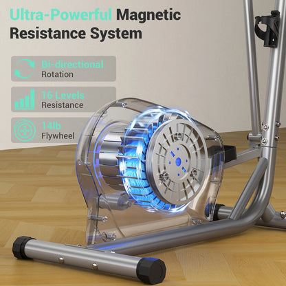 Elliptical Machine,16-Level Hyper-Quiet Drive Whit LCD Monitor  Elliptical 265LBS Capacity for Home Use