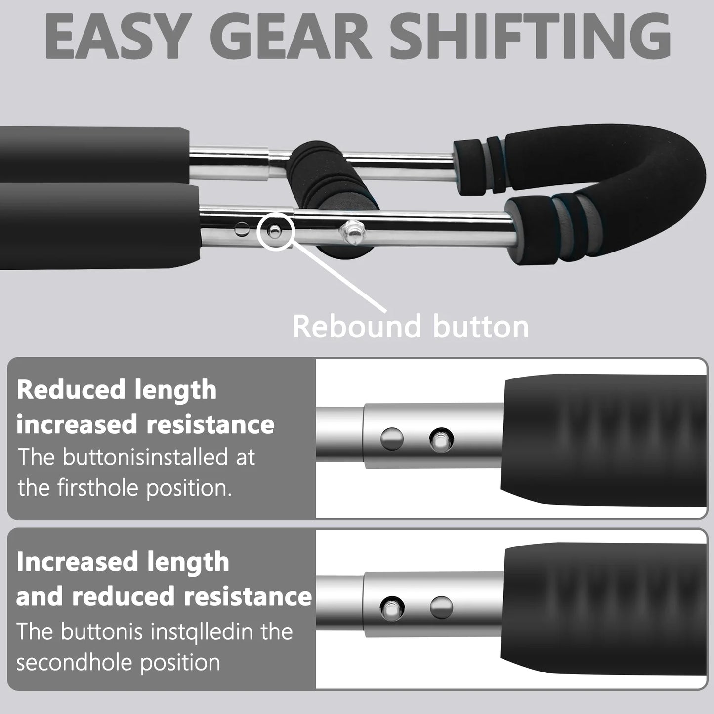 Twister Arm Trainer, 66-110Lb Adjustable Chest Workout Equipment, Chest Trainer for Men, Portable Detachable Spring Resistance Home Fitness Equipment for Enhancing Upper Body Muscle, Gray