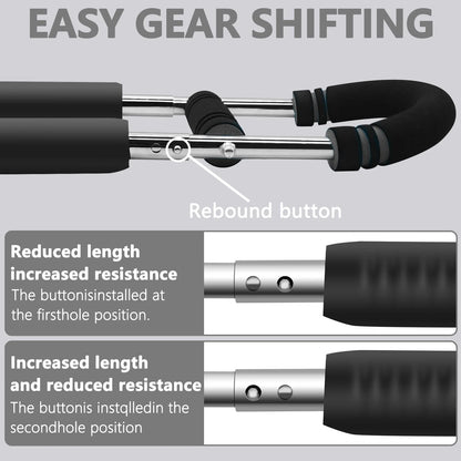 Twister Arm Trainer, 66-110Lb Adjustable Chest Workout Equipment, Chest Trainer for Men, Portable Detachable Spring Resistance Home Fitness Equipment for Enhancing Upper Body Muscle, Gray