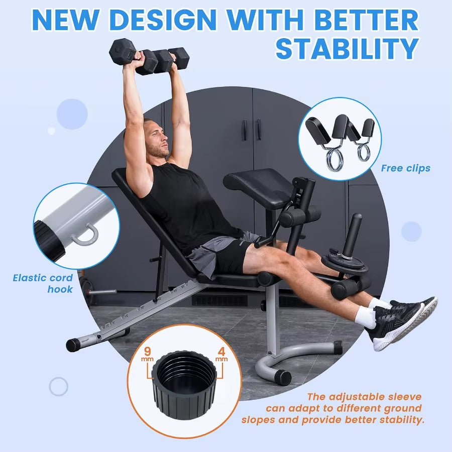 Adjustable Weight Bench for Professional Home Gym Use: Heavy Duty Multi-Purpose Workout Bench with Incline Decline and Flat Pos