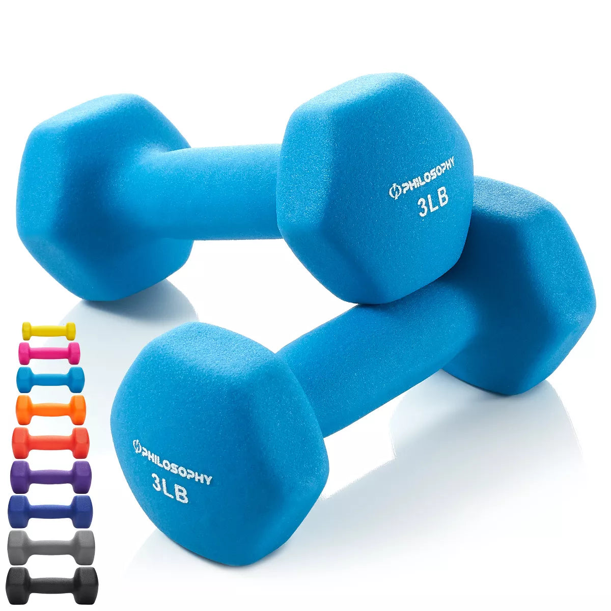 Philosophy Gym Set of 2 Neoprene Dumbbell Hand Weights, Hexagon Shape