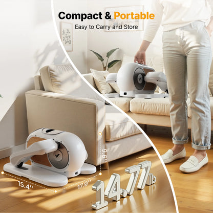 under Desk Elliptical Machine, Electric Elliptical for Seniors, 12 Adjustable Speeds, Quiet Portable Fitness Equipment Gift for Family & Office with PVC Anti-Slip Mat