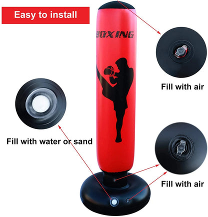 Kids 67 In. Boxing for Immediate Bounce Back Heavy Punching Bag for Practicing Karate, Taekwondo, Relieve Pressure and Workout Equipment for Home