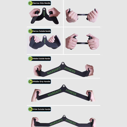 Home Gym Fitness Rowing T-Bar V-Bar Pulley Cable Machine Attachments Bicep Curl Tricep Lat Pulldown Bar Back Strength Training