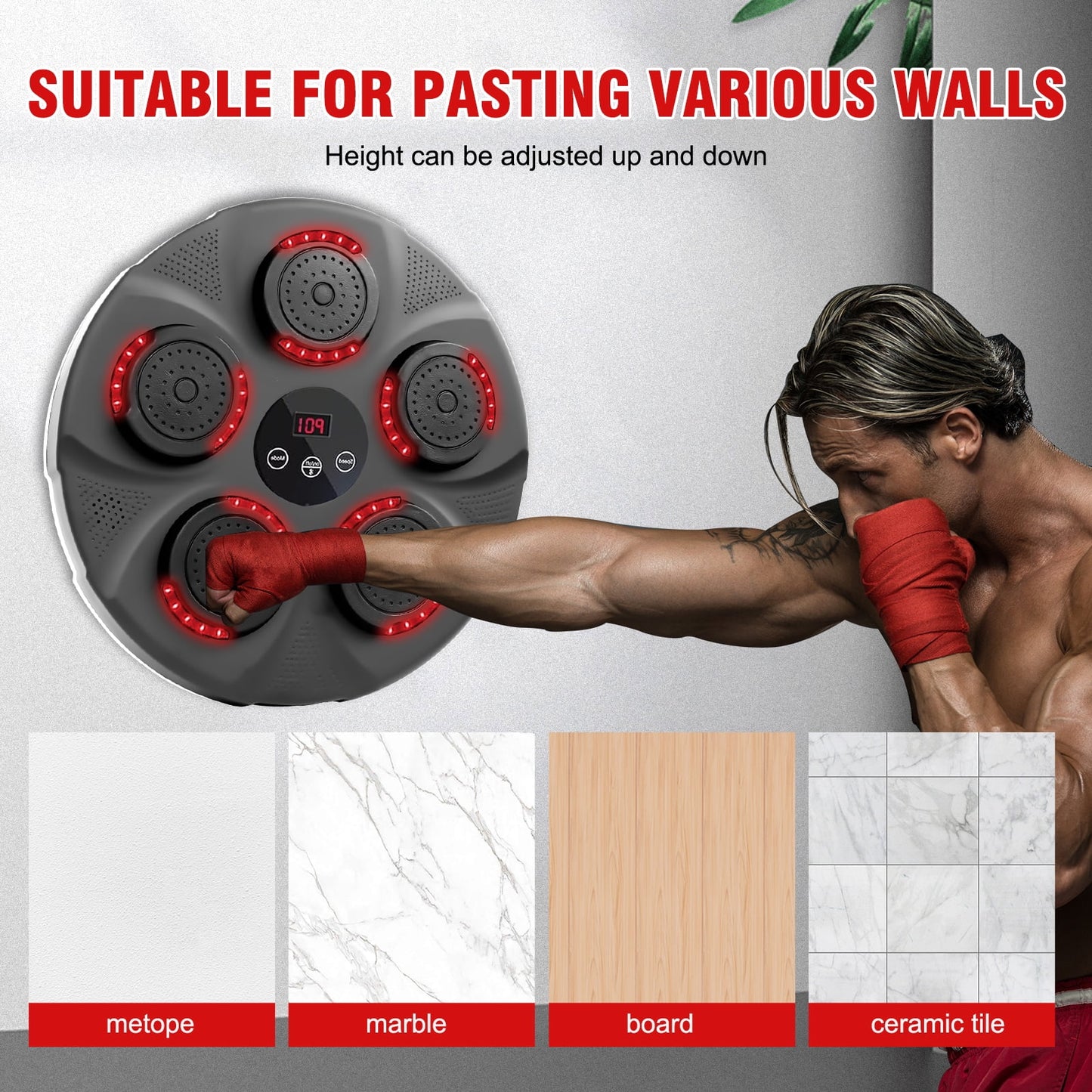 Music Boxing Machine, Smart Bluetooth Boxing Trainer with Boxing Gloves, Boxing Wall Mount Machine for Adults Kids,Boxing Target Workout Equipment for Home, Office, Gym (Upgrade)