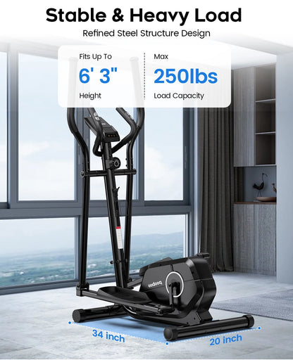 Silent Magnetic Elliptical Bike Stationary Exercise Machine for Home Gym Cardio Workout 250Lb