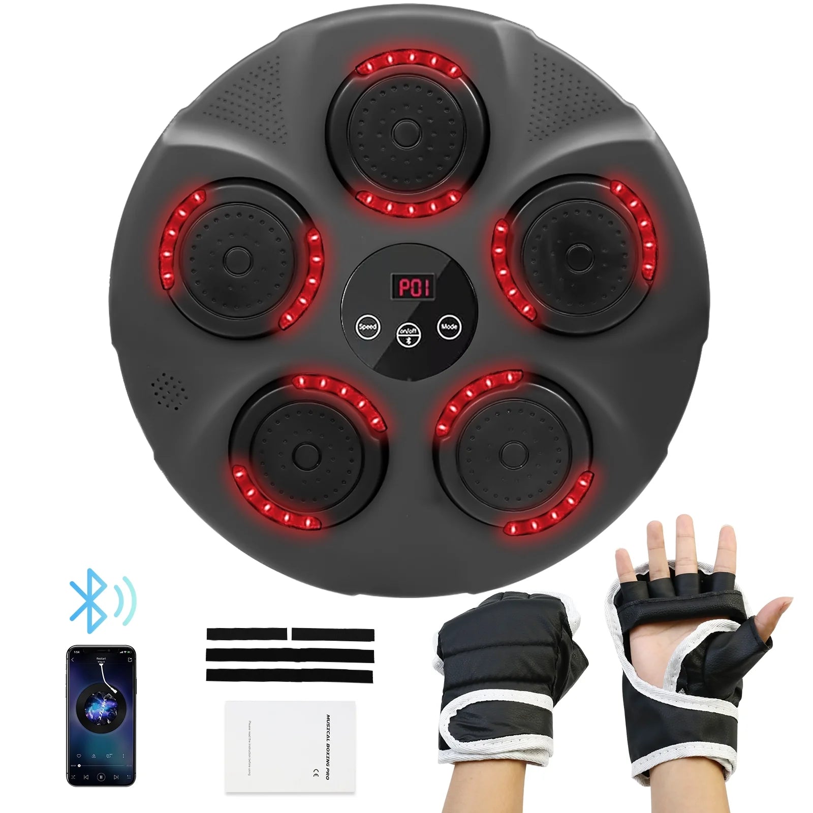 Music Boxing Machine, Smart Bluetooth Boxing Trainer with Boxing Gloves, Boxing Wall Mount Machine for Adults Kids,Boxing Target Workout Equipment for Home, Office, Gym (Upgrade)