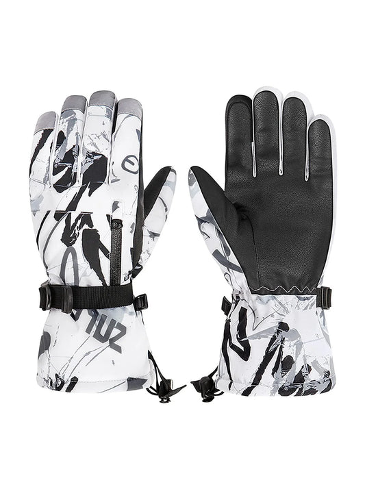 Boys Snowboard Sled Gloves Kids Touchscreen Snow Gloves Girls Windproof Winter Gloves Waterproof Snow Ski Gloves for Kids Graffiti Black 11-14 Years