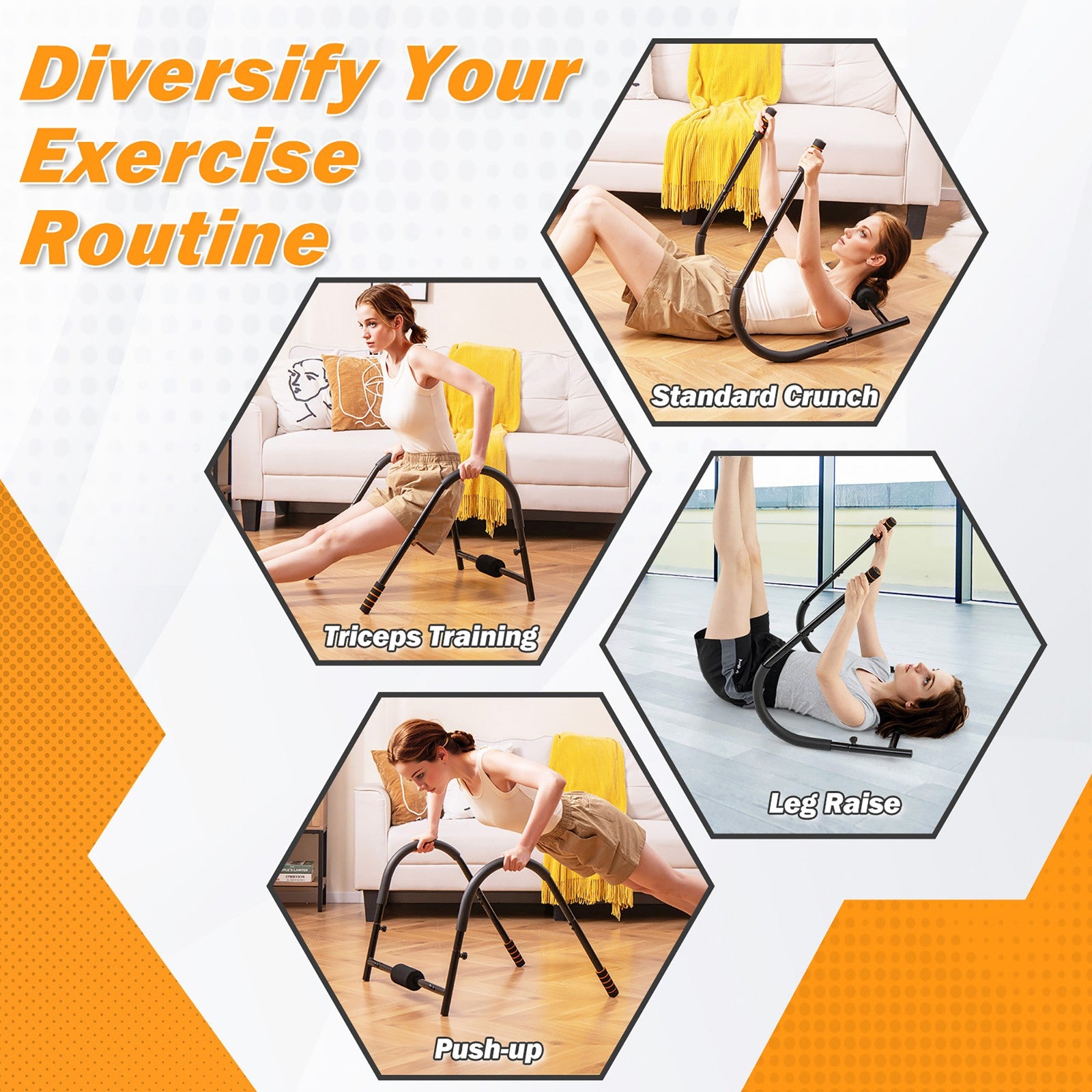 Fitness AB Trainer with Padded Head/Neck Support Sit up Training Assistant