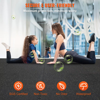 25/12/6PCS 1/2 Inch Thick Gym Floor Mats EVA Foam & Rubber Top Interlocking Workout Floor Mats Waterproof Exercise Mats