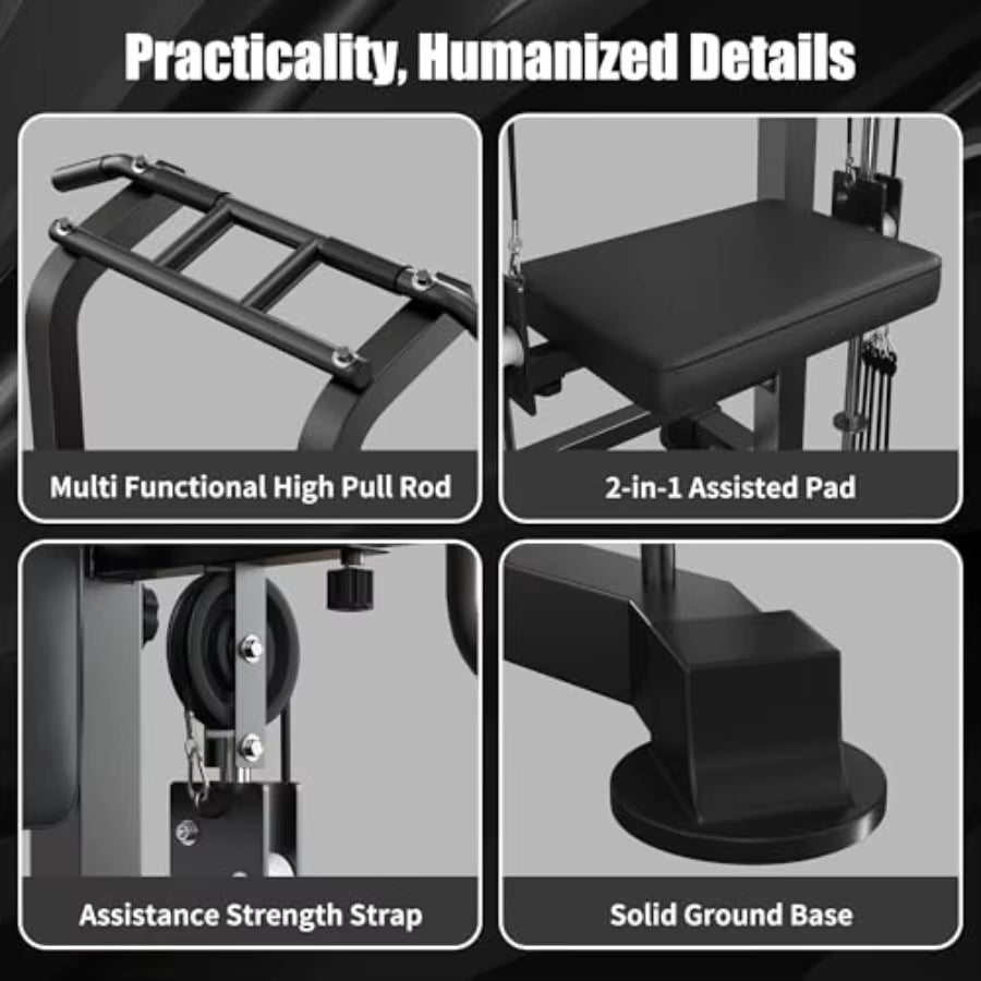 Power Tower Dip Station with Assisted Pad Height Adjustable Pull up Bar Station for Home Gym Multi-Function Strength Training F