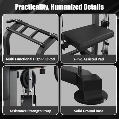 Power Tower Dip Station with Assisted Pad Height Adjustable Pull up Bar Station for Home Gym Multi-Function Strength Training F