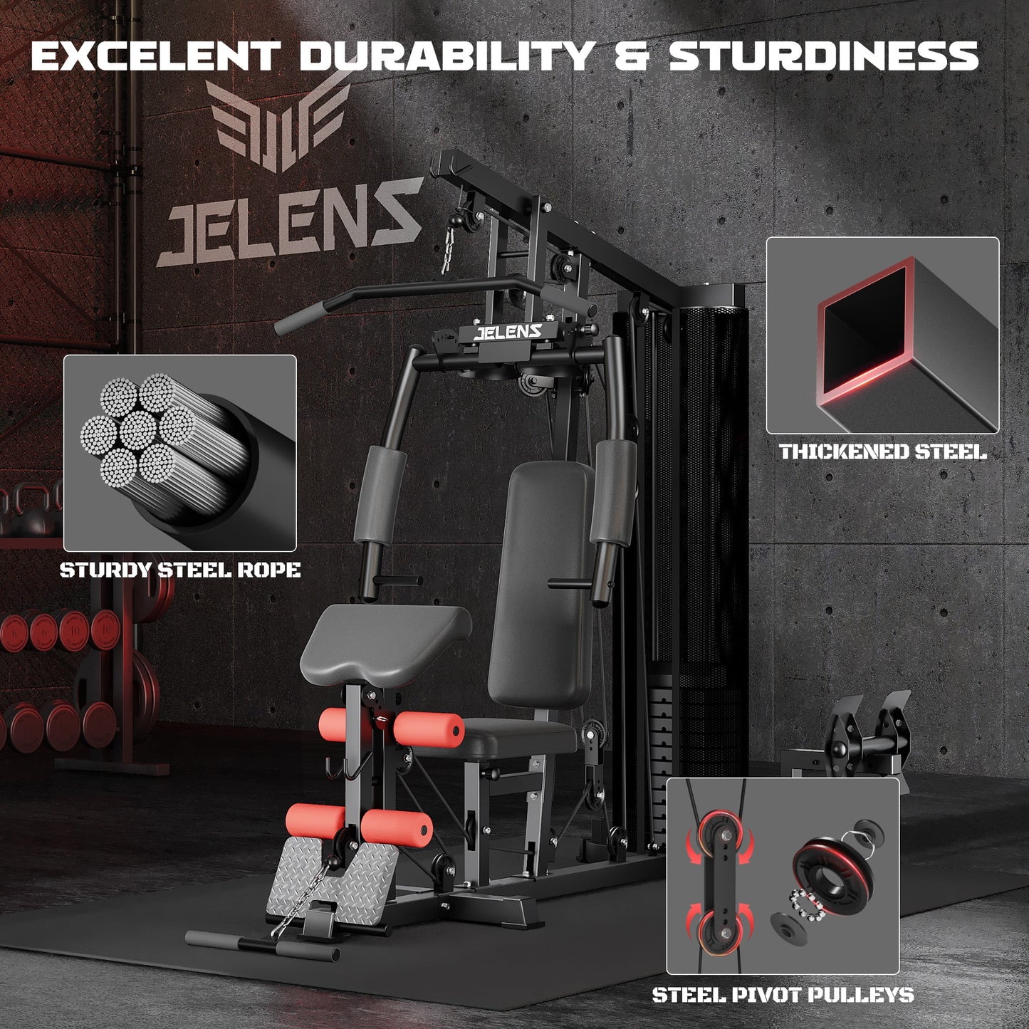 Home Gym, Multifunctional H10 Home Gym Equipment, Workout Station with 146LBS Weight Stack, Exercise Equipment with Pulley System for Full Body Training