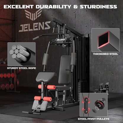 Home Gym, Multifunctional H10 Home Gym Equipment, Workout Station with 146LBS Weight Stack, Exercise Equipment with Pulley System for Full Body Training