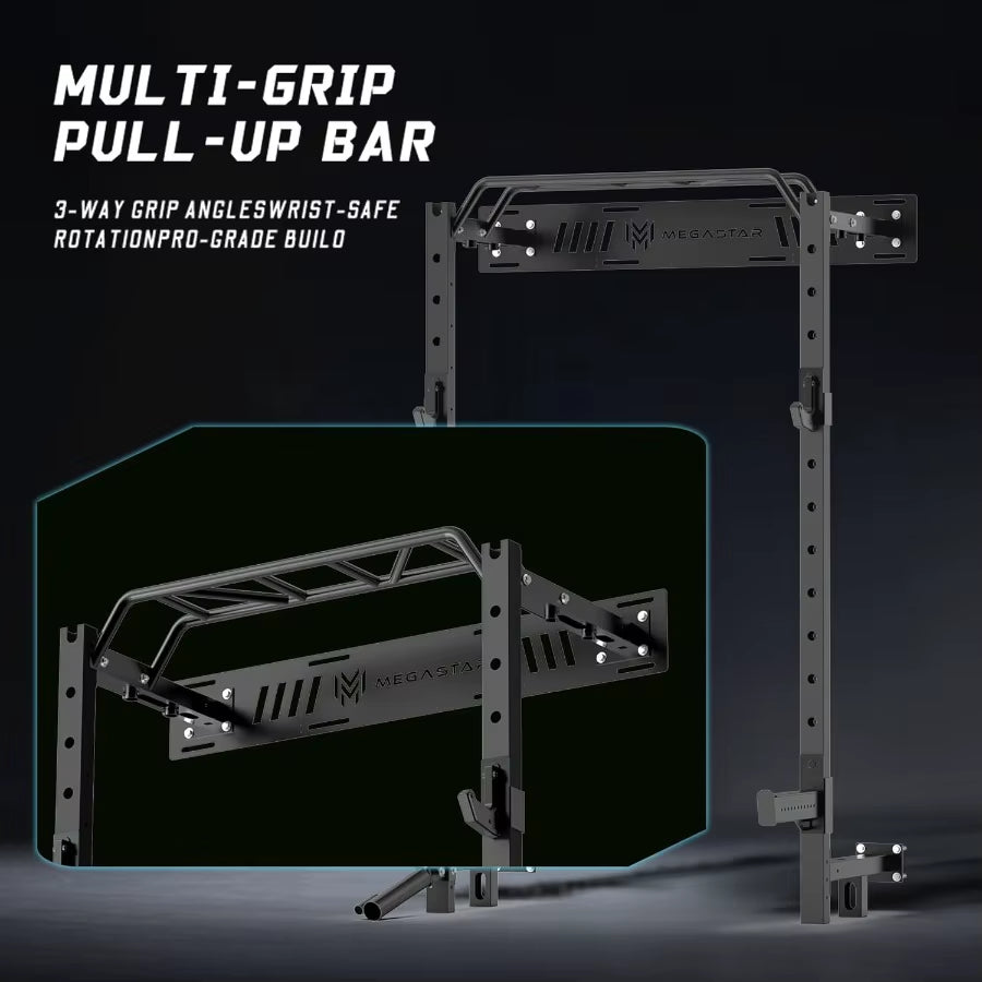 Wall Mounted Power Rack 50X70Mm Commercial Steel Compact Home Gym with Sandwich Jcup Safety Arm and Landmine Attachments for Ho